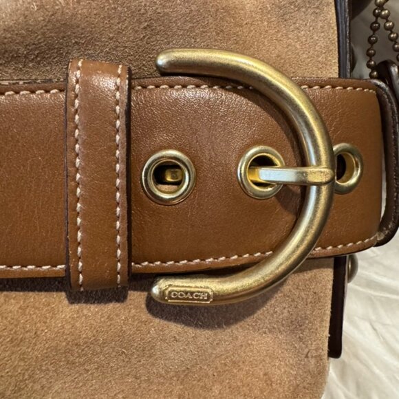 VINTAGE Coach 1483 Suede Double-Strap Shoulder Bag – Leather Trim Very Good Cond - Picture 8 of 12